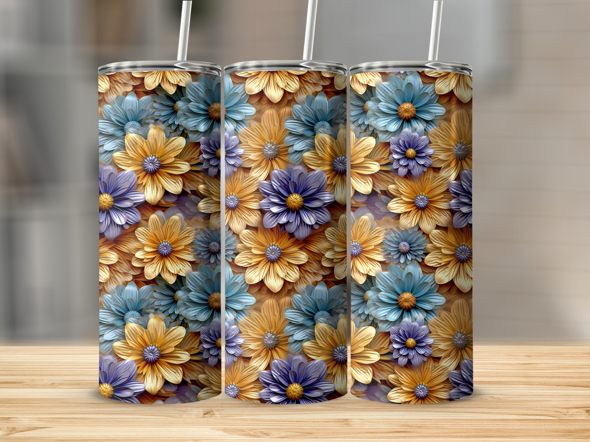 Beautiful Floral Patterned Insulated Stainless Steel Tumblers