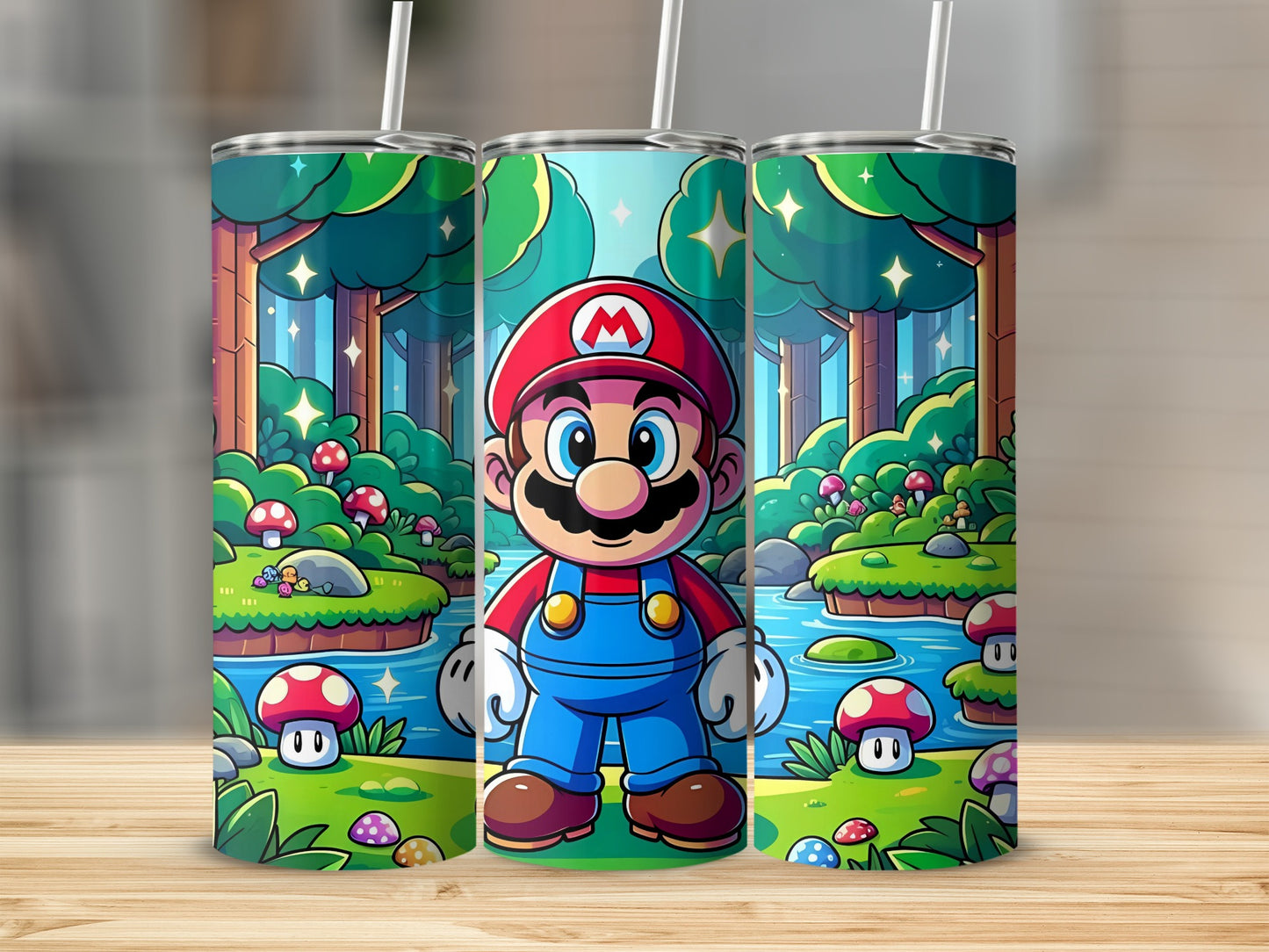 Colorful Mario Character Print Stainless Steel Tumbler