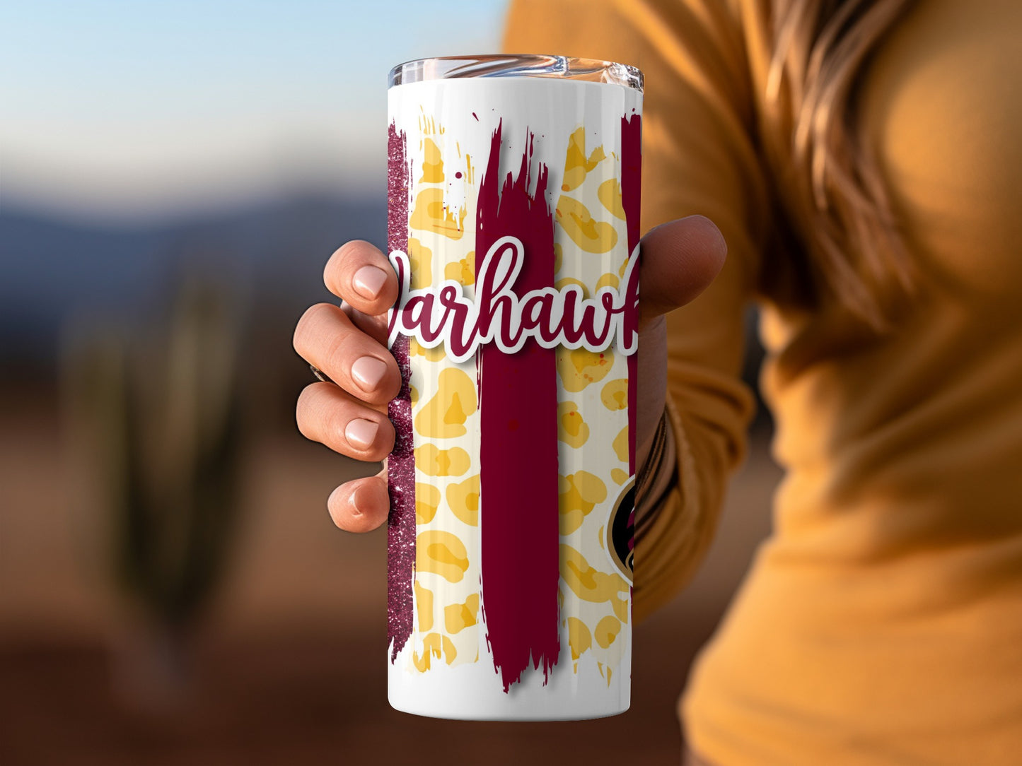 Warhawks Team Colors Vertical Brush Strokes Design Tumblers