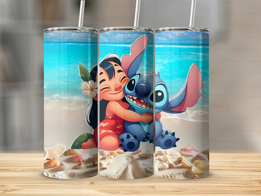 Cute Cartoon Beach Scene Design Tumbler Cup