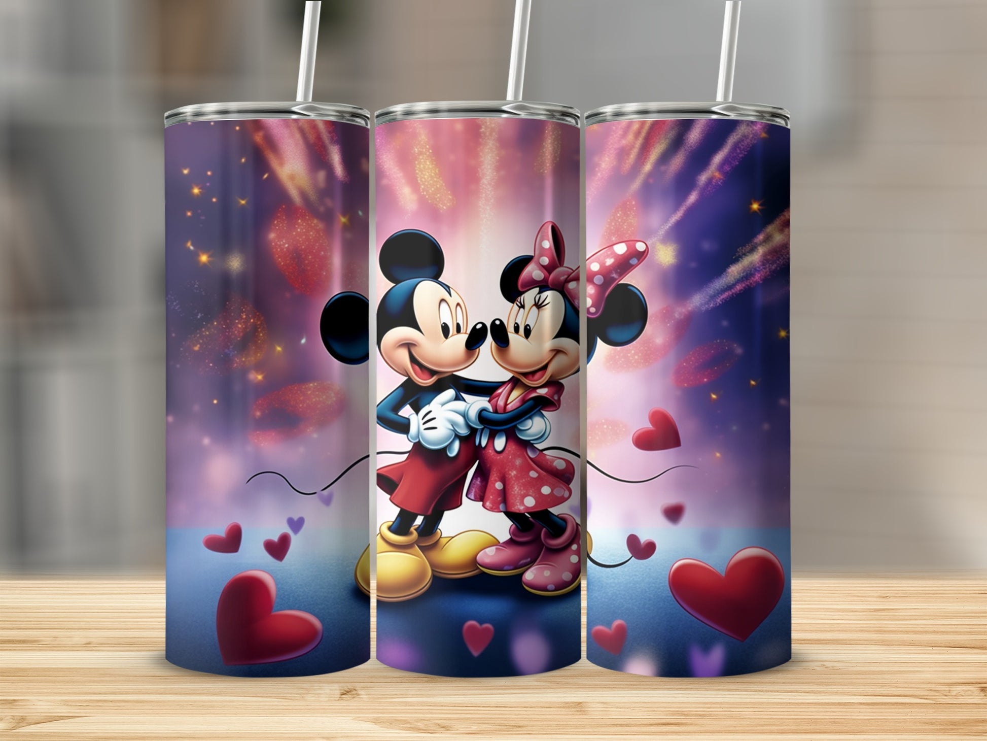 Mickey and Minnie Mouse Romantic Hearts Tumbler