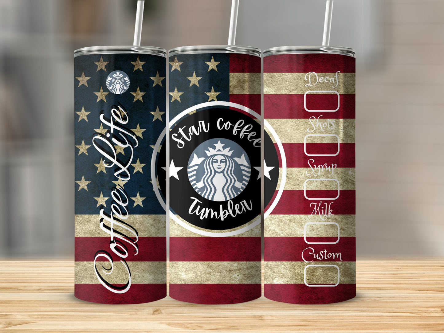 American Flag CoffeeLife Star Coffee Tumbler