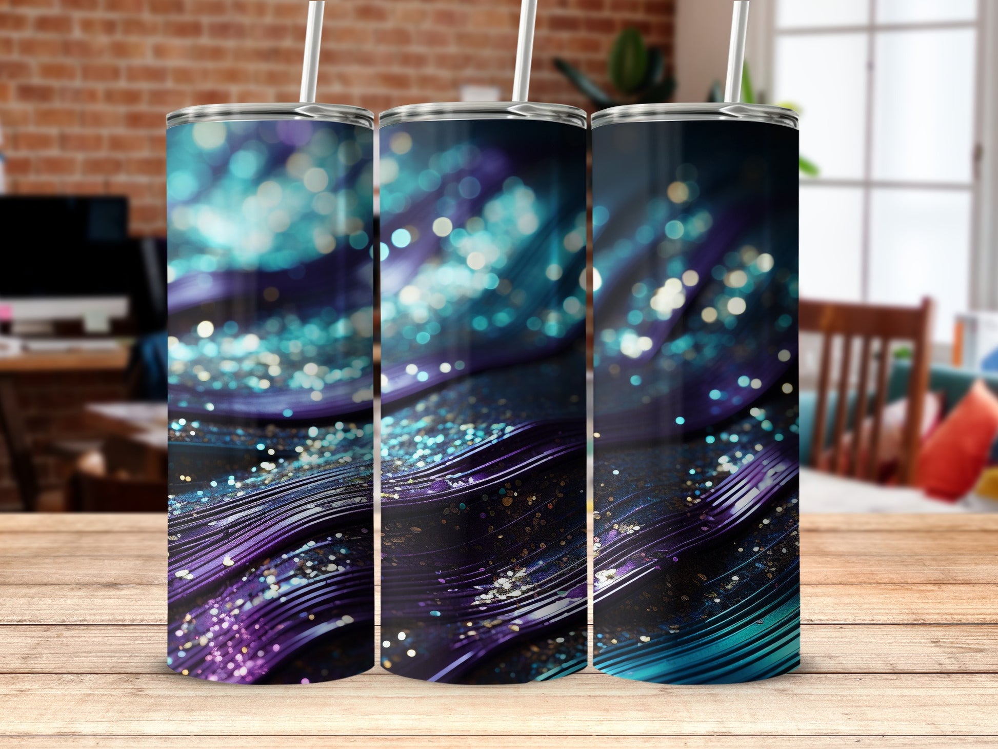 Vibrant Bokeh Glitter Swirl Abstract Pattern Blue Purple Teal product type