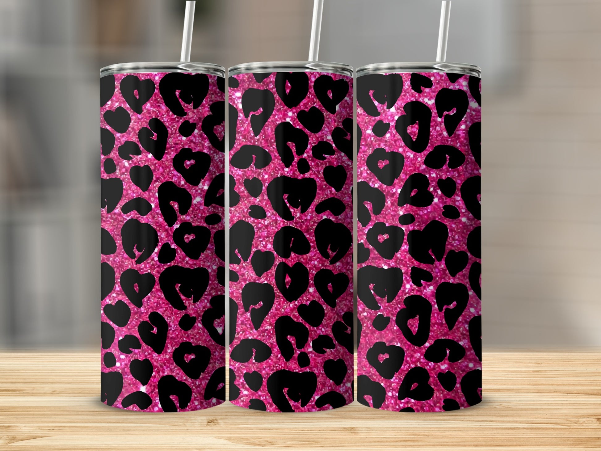 Sparkling Pink Leopard Print Tumbler for Stylish Drinkware
