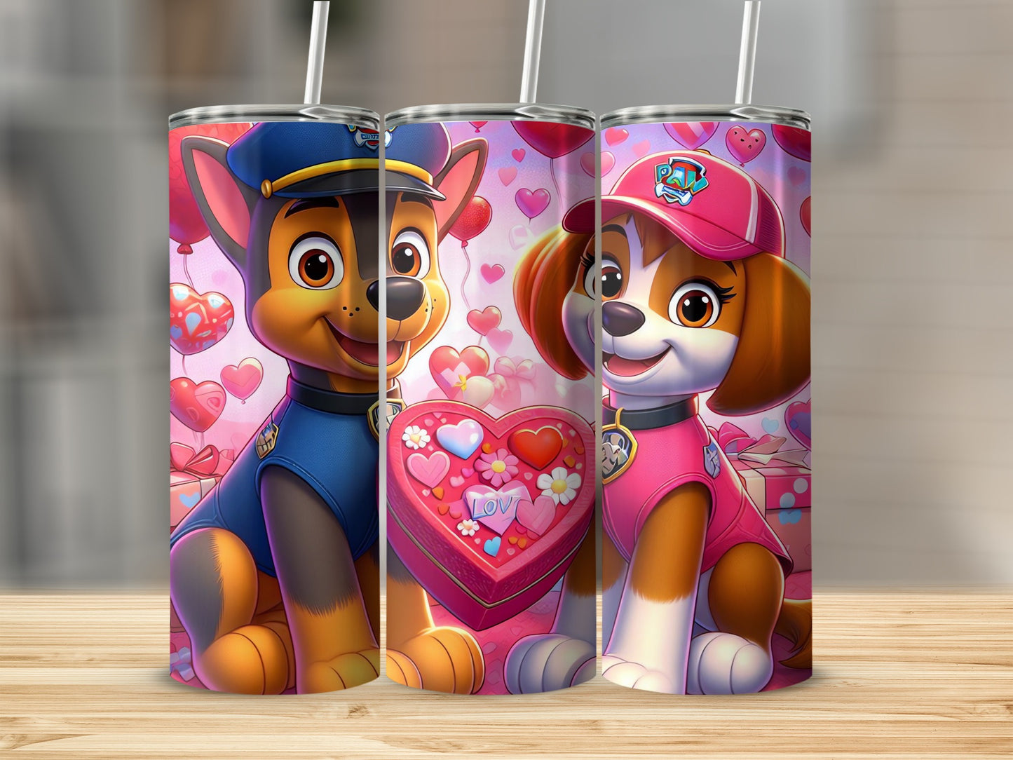 Cute Valentine's Day Themed Animal Characters Tumbler Cup
