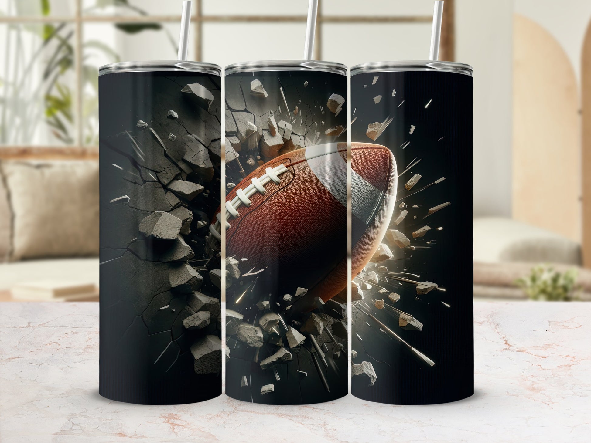 Gridiron Football Explodes Concrete Design Tumbler product type