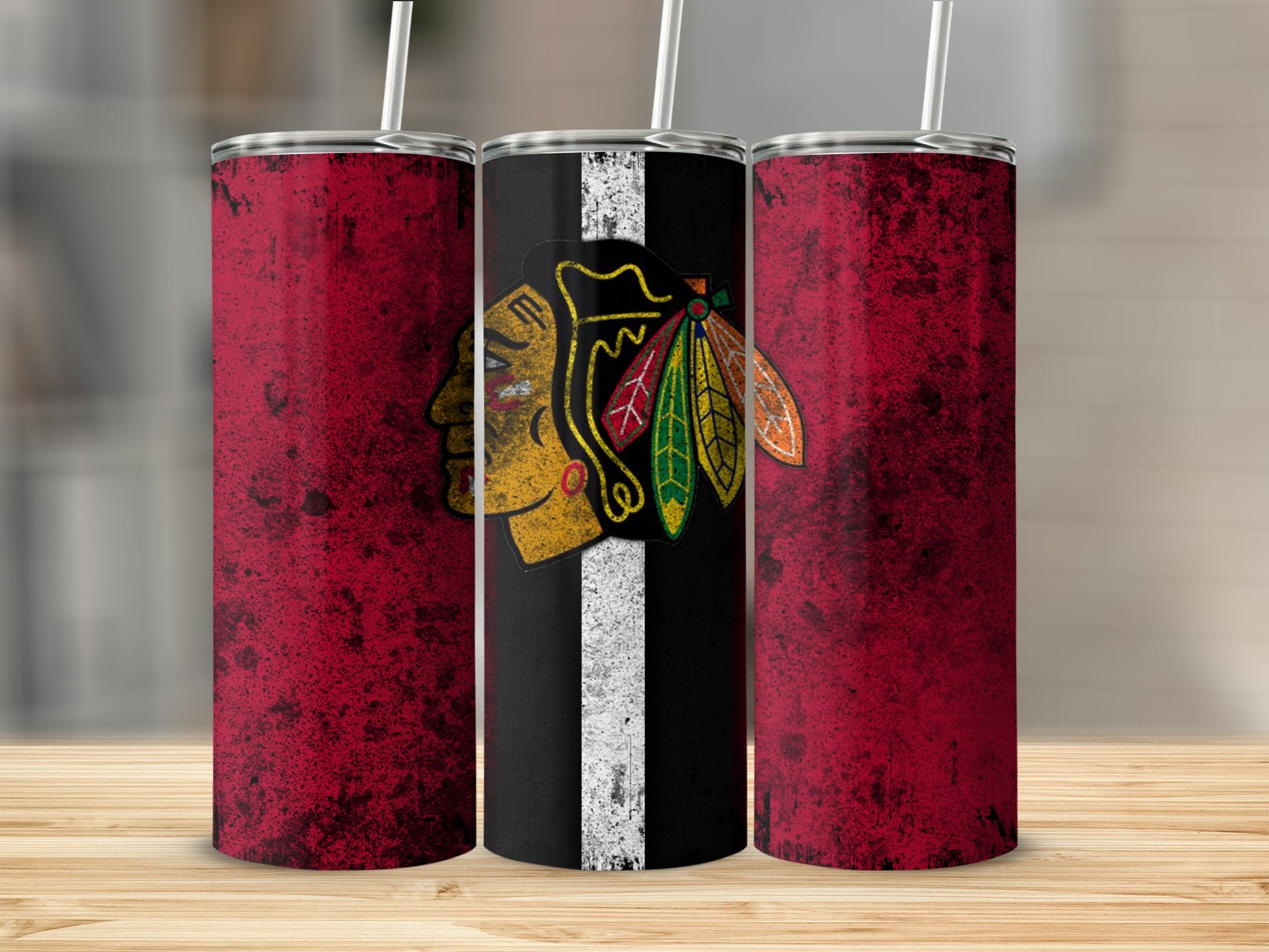 Vintage Black Red Team Logo Tumbler