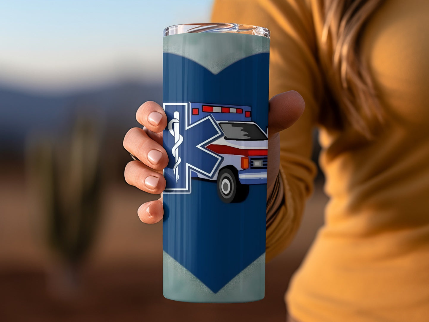 Ambulance with Medical Symbol Travel Tumbler Cup