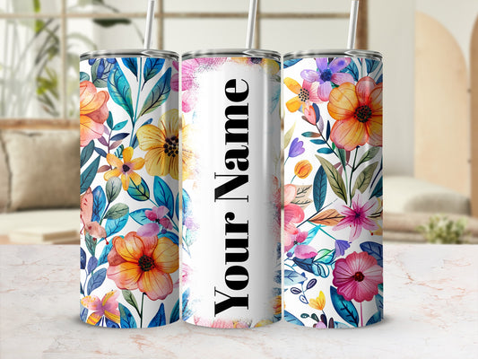 Personalized Floral Design Insulated Tumbler Cup