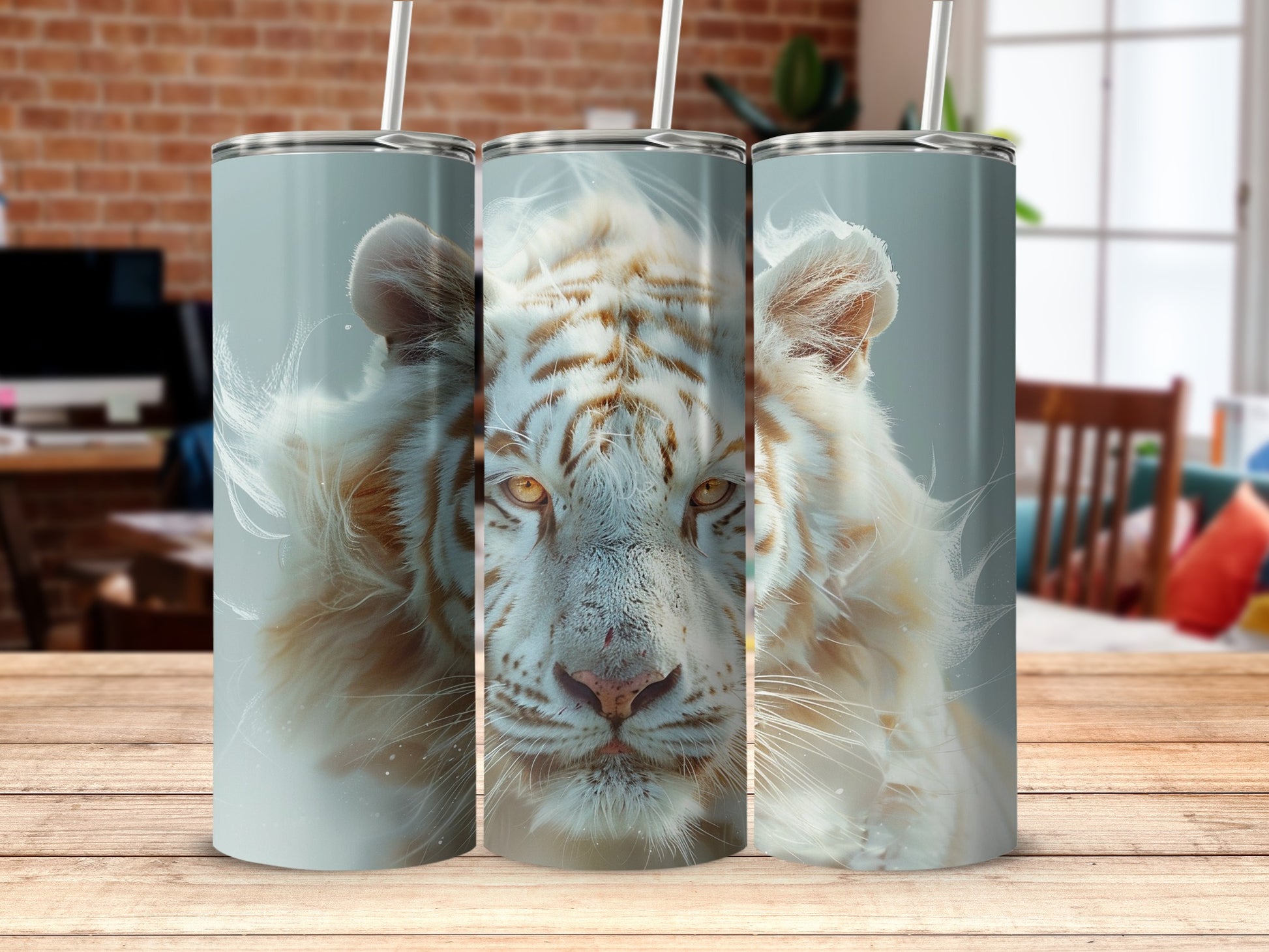 Powerful White Tiger Face Art Design Tumbler product type