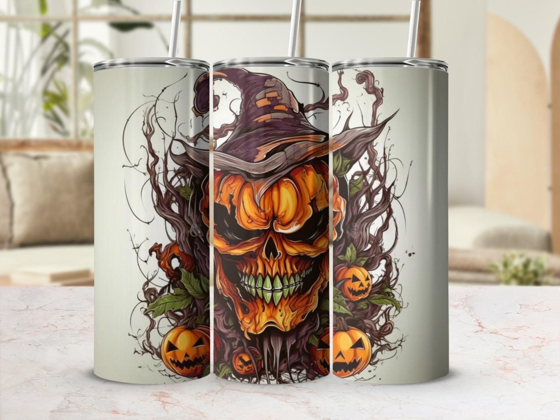 Halloween Pumpkin Skull Witch Tumbler Product