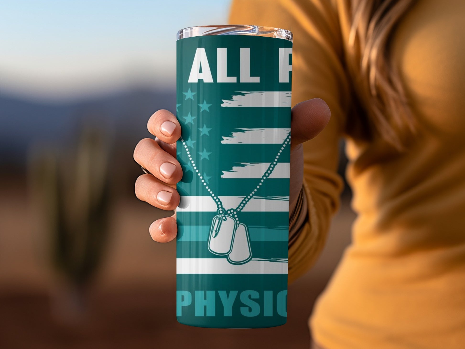 All Physio Dog Tags Flag Design Tumbler Product