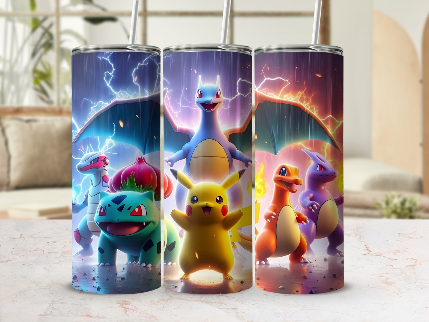 Colorful Pokémon Characters Lightning Design Tumbler