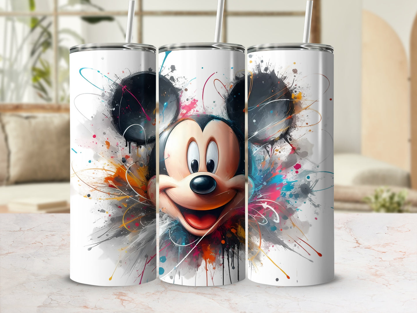 Colorful Splatter Art Mickey Mouse Tumbler Cup Product