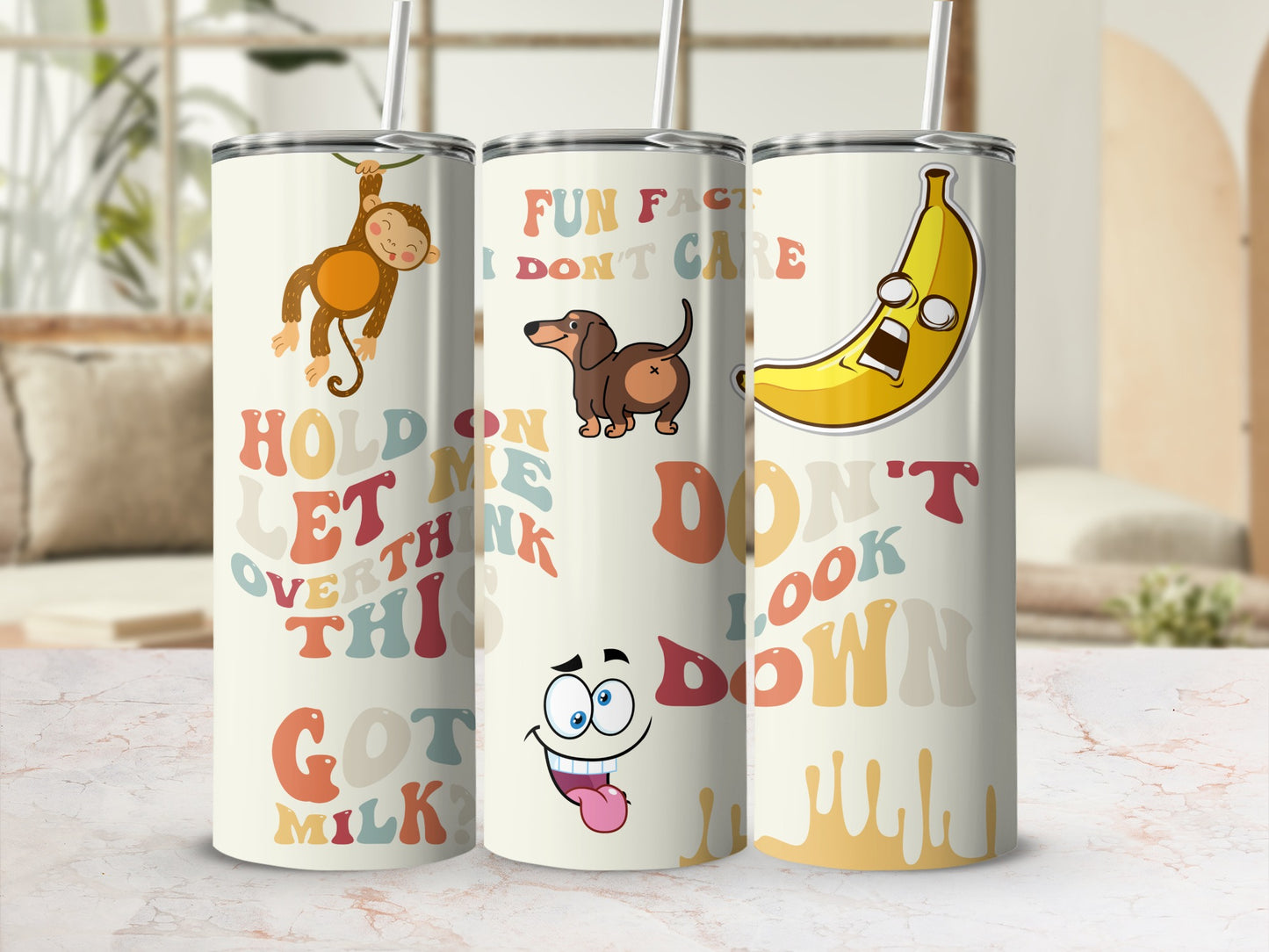 Funny Animal and Quotes Design Stainless Steel Tumblers