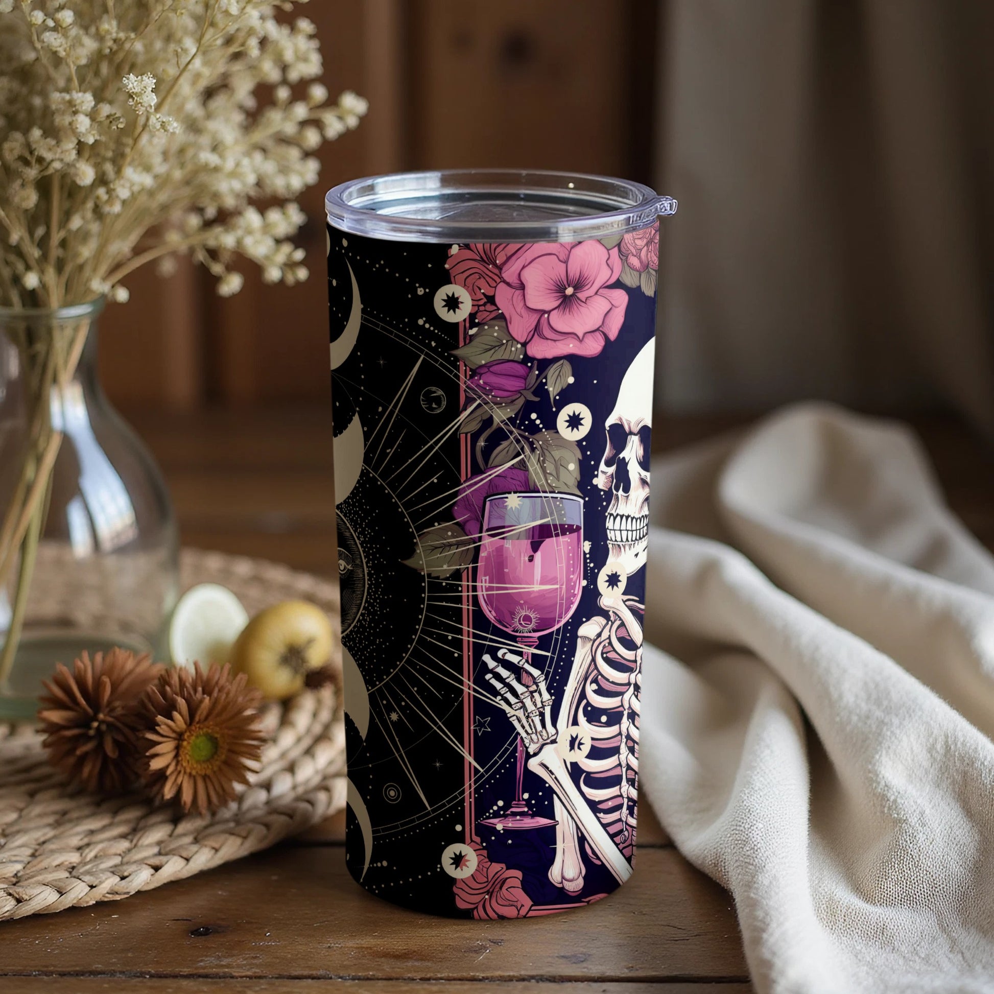 Astronaut Skeleton with Wine Tumbler Design Product