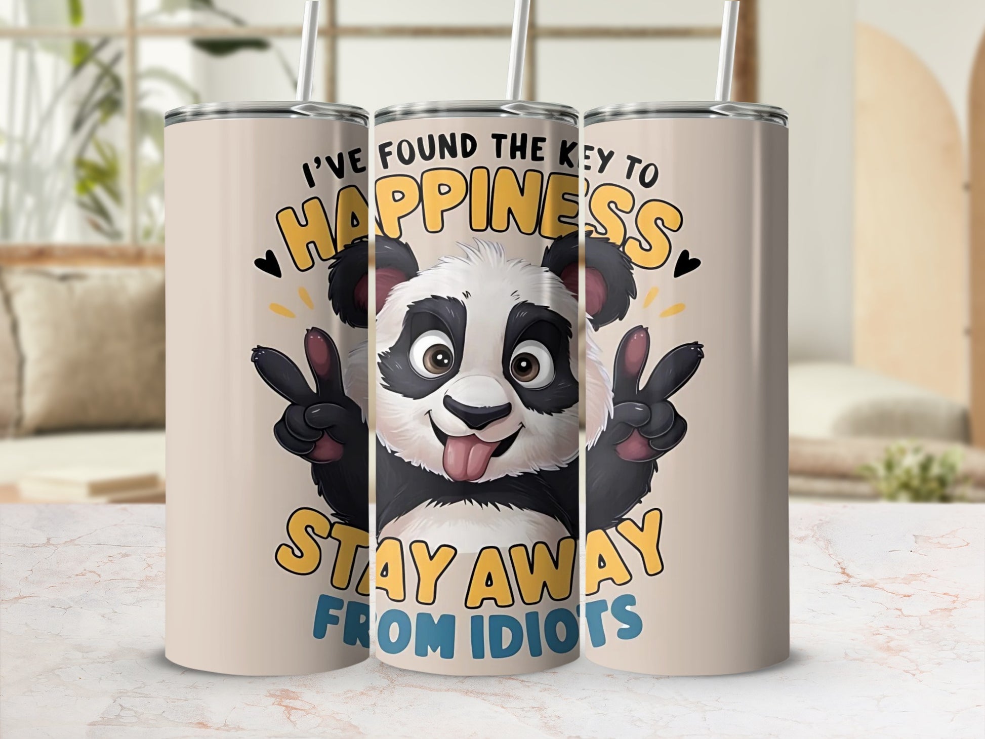 I've Found the Key to Happiness Panda Design Tumbler