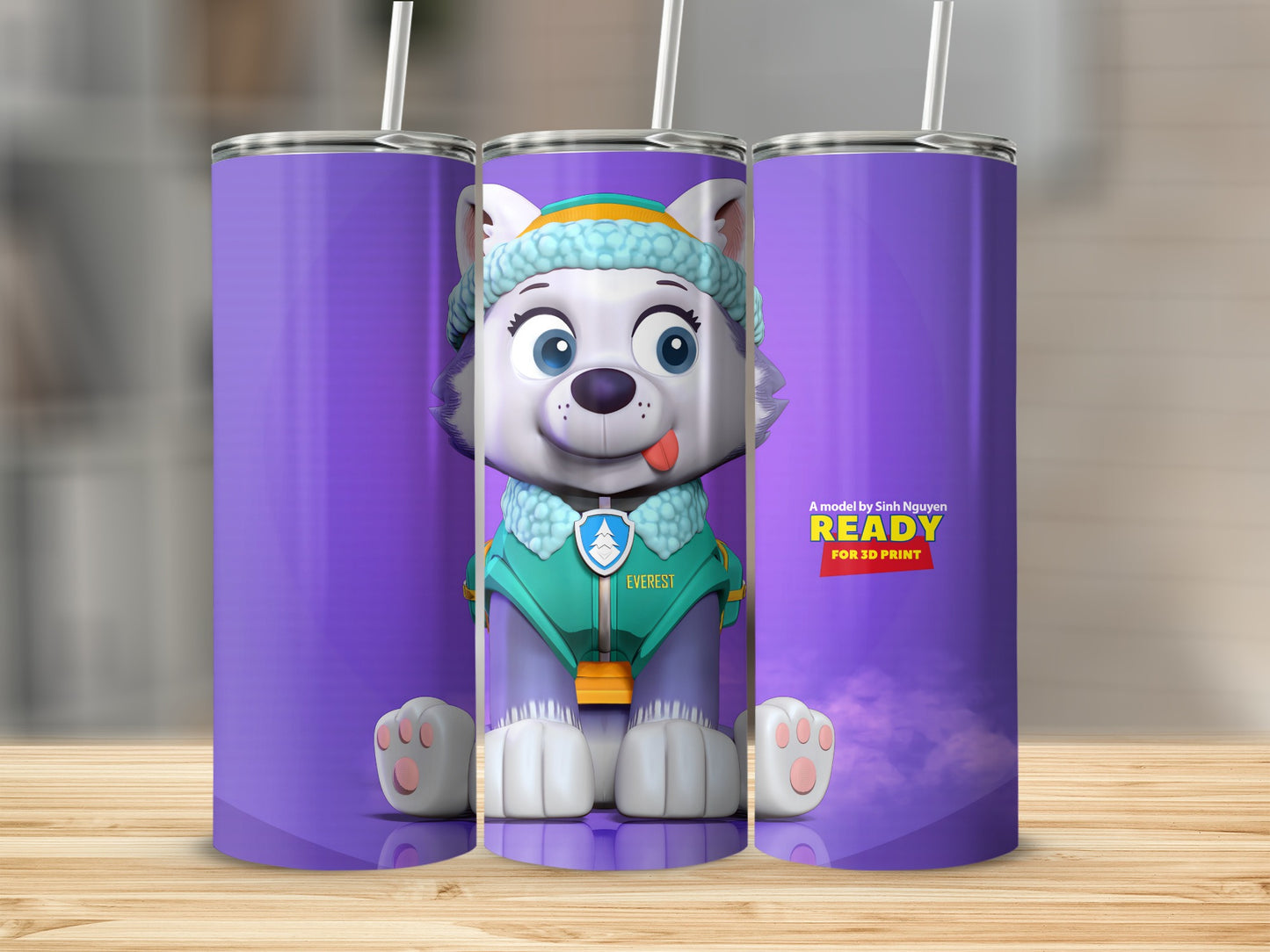 Cartoon Husky 3D Print Tumbler for Kids Drinkware