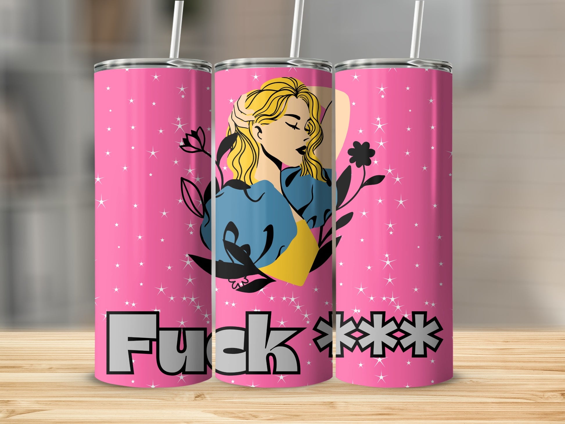 Vibrant Fuck *** Pink Tumbler with Artistic Design