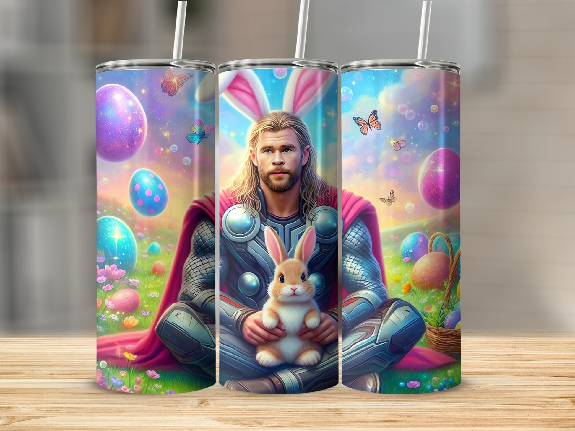 Thor Bunny Ears Holding Rabbit Easter Eggs Tumbler product type