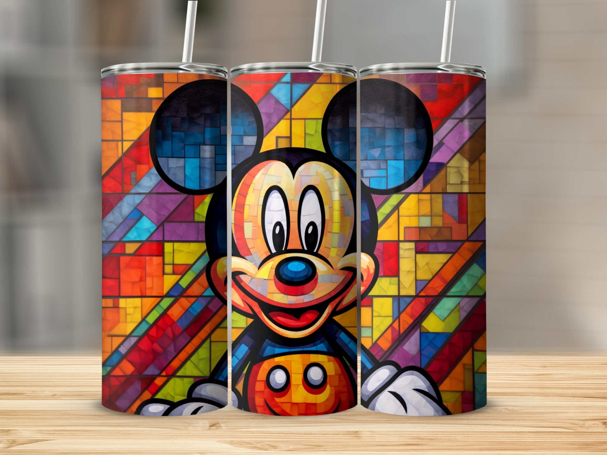 Colorful Mosaic Mickey Mouse Tumbler for Disney Fans
