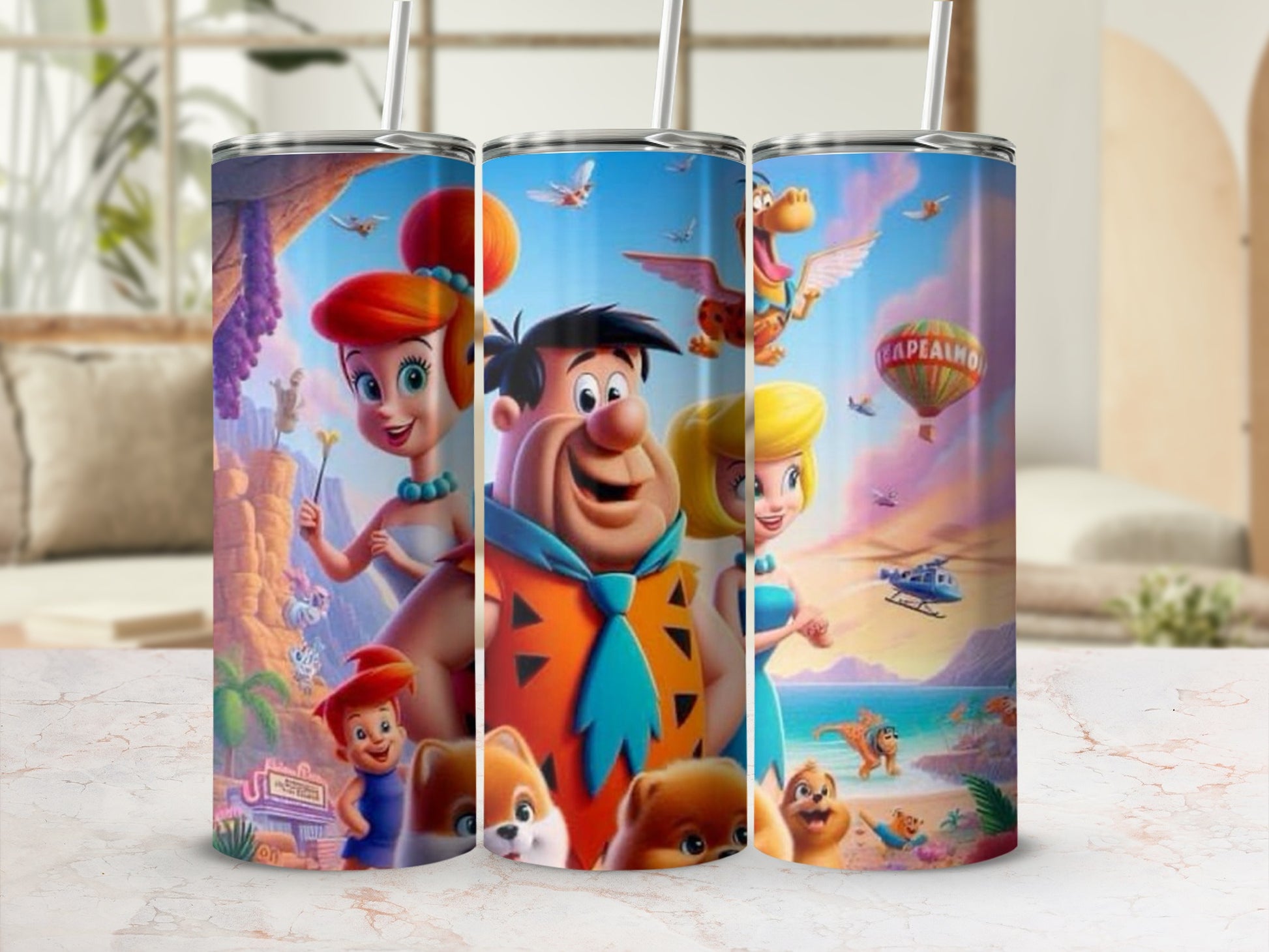 Colorful and Vibrant Cartoon Character Tumbler Cup