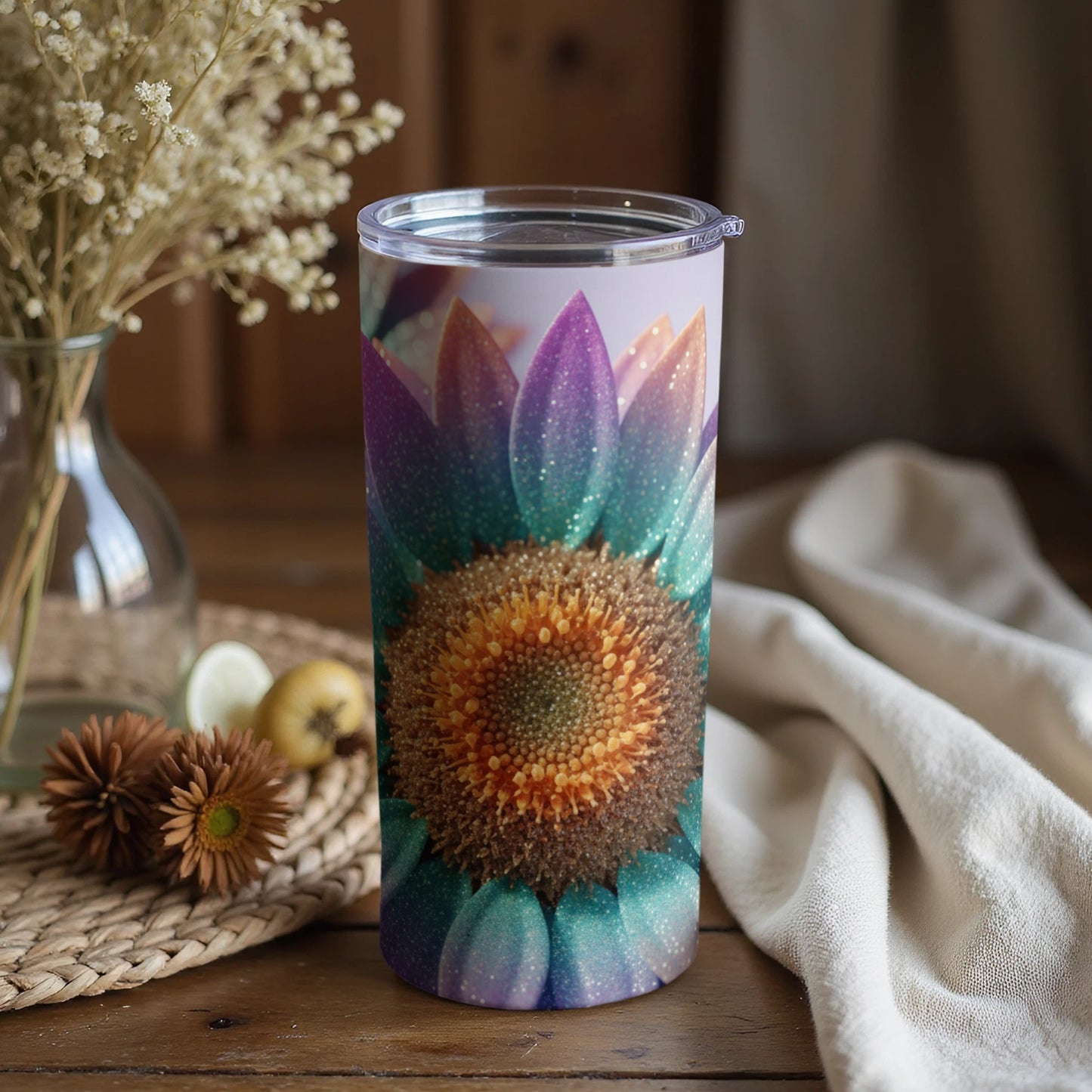 Vibrant Sunflower Design Insulated Tumbler Cup