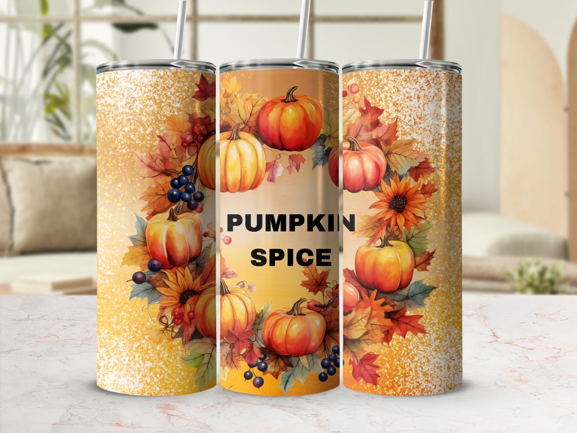 Autumn Pumpkin Spice Design Tumbler Cup Product
