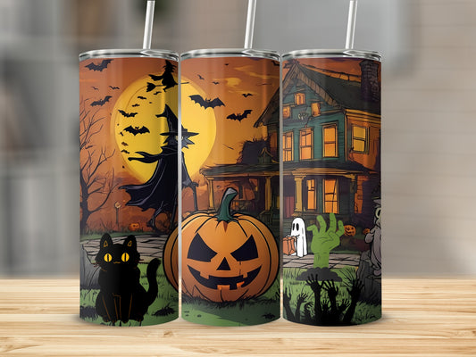 Spooky Halloween Haunted House Scene Tumbler product