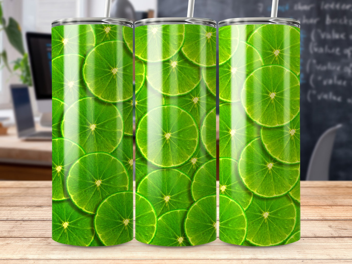 Lime Slices Citrus Green Food Pattern On Tumblers