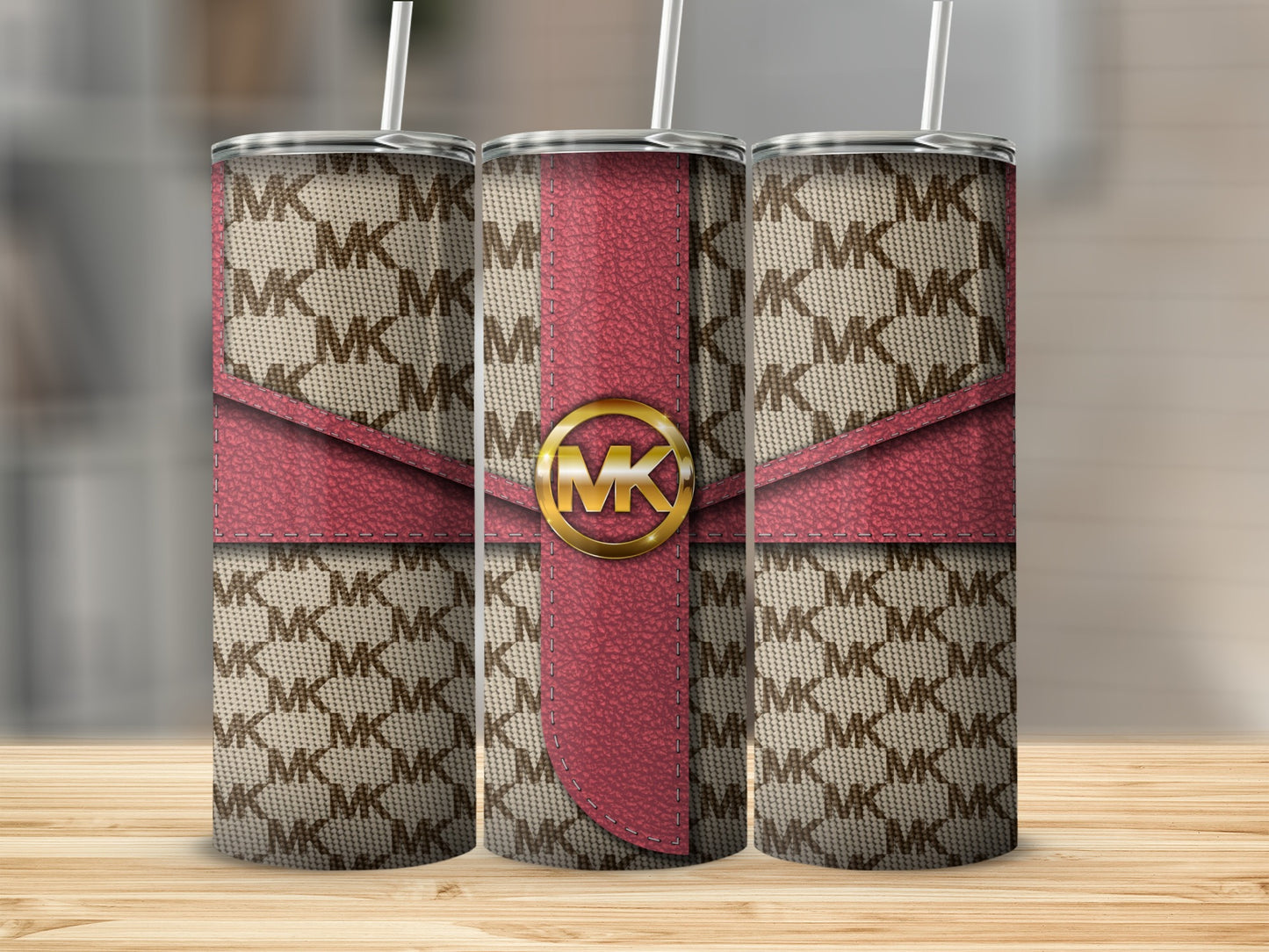 Stylish Red and Brown Pattern Insulated Tumbler Cup