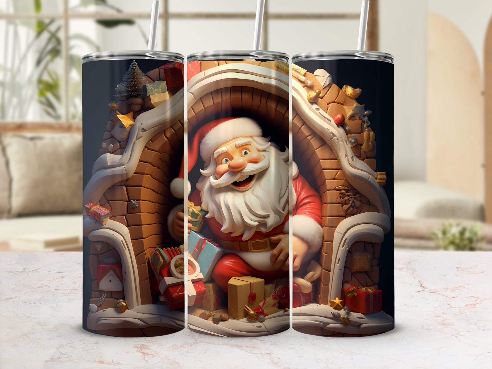 Festive Santa Claus Design Wrapped Tumbler Cup
