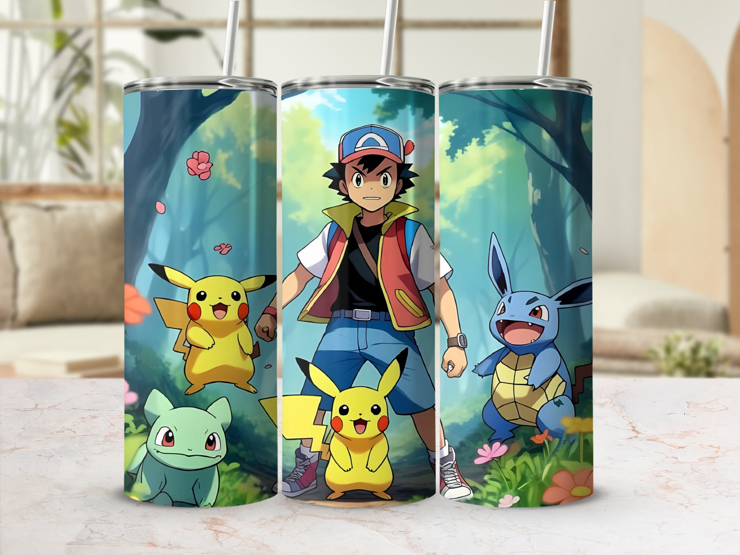 Pokémon Themed Design with Pikachu and Friends Tumbler