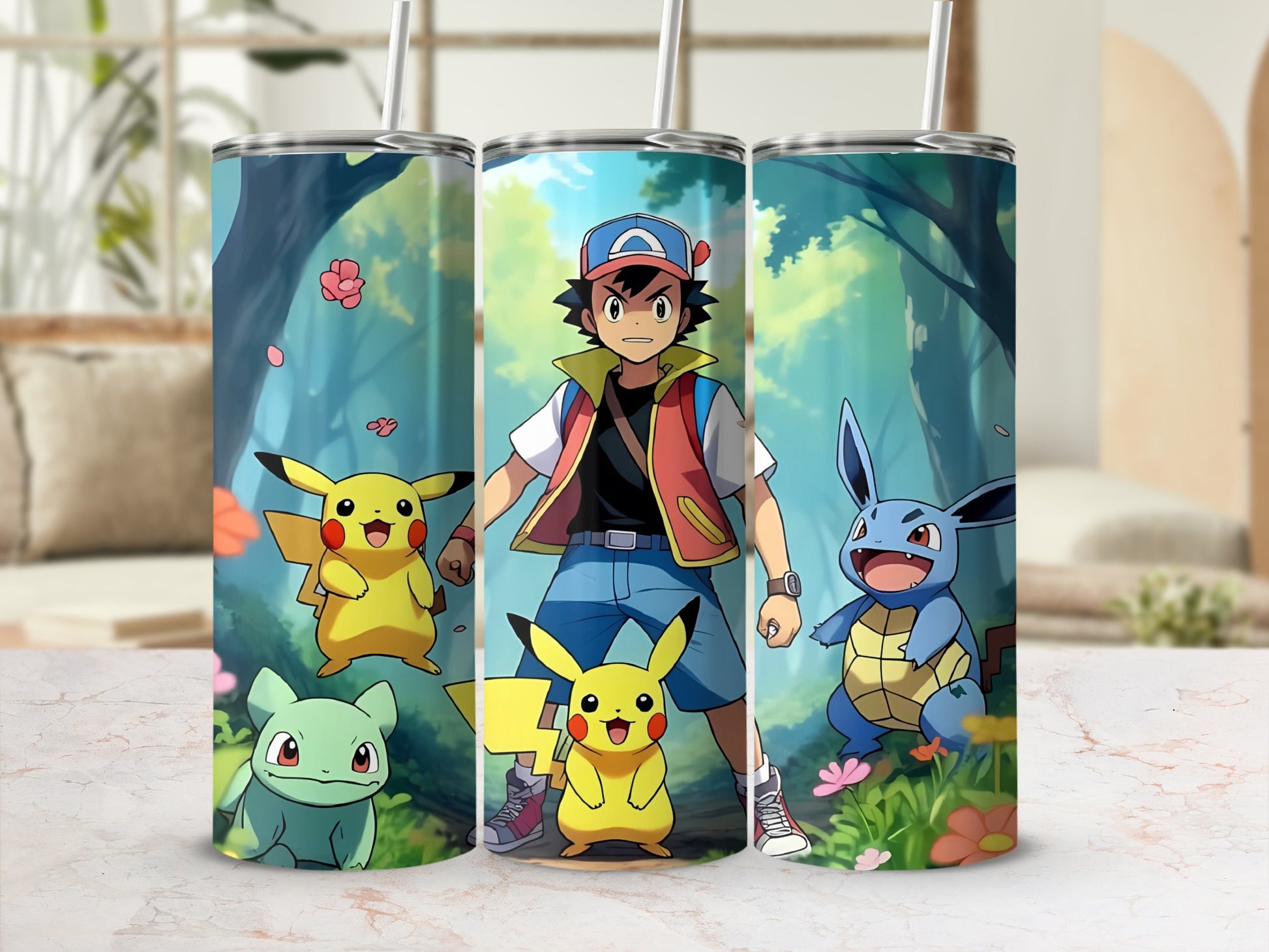 Pokémon Themed Design with Pikachu and Friends Tumbler