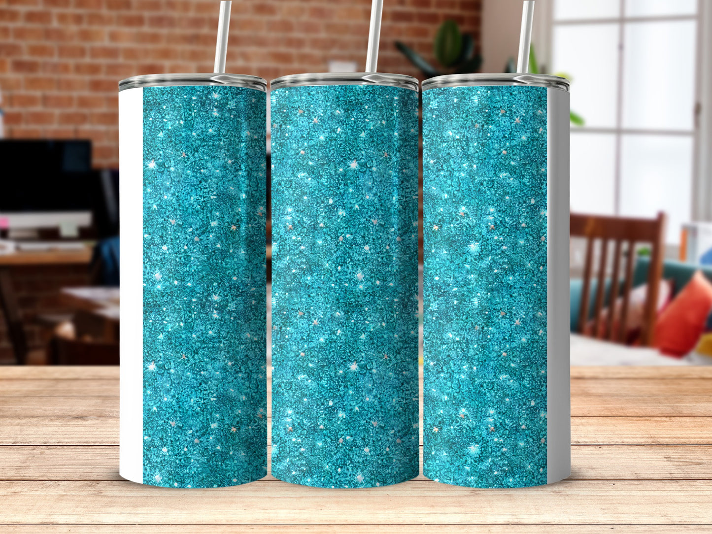 Sparkling Blue Glittery Design Travel Mug