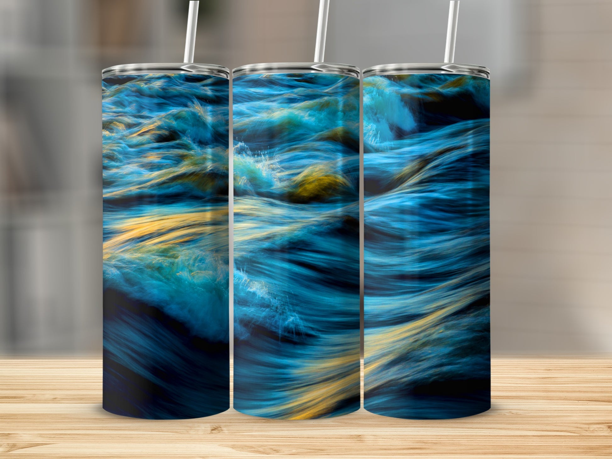 Blue Yellow Waves Abstract Liquid Motion Pattern Product Type