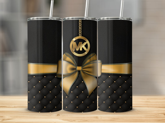 Luxurious Black and Gold Bow Design Tumbler