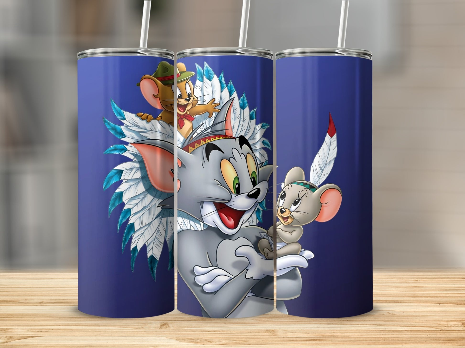 Tom and Jerry Native American Themed Tumbler