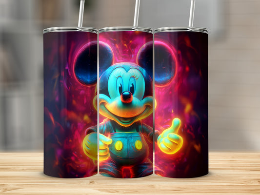 Neon Glowing Mickey Mouse Art Tumbler for Fun Drinks