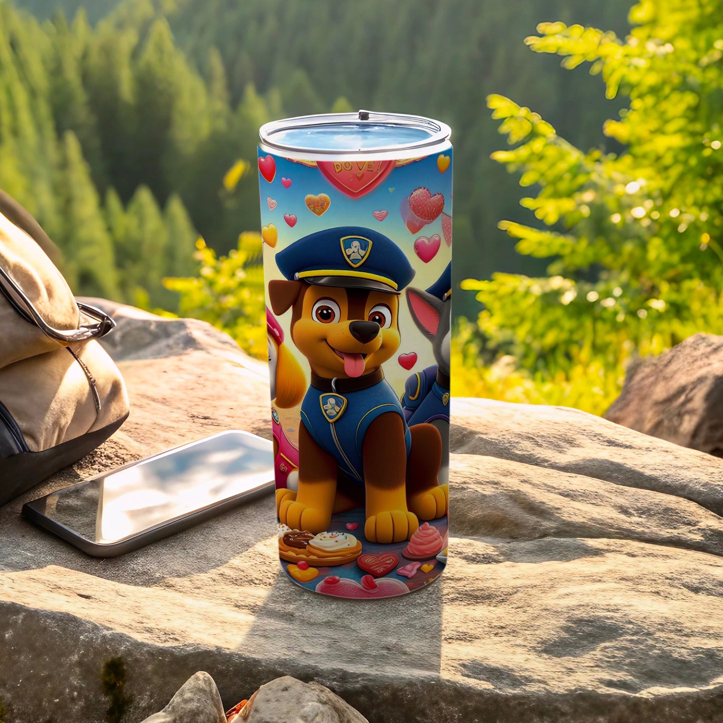 Cute Blue Uniform Cartoon Dog Outdoor Travel Cup