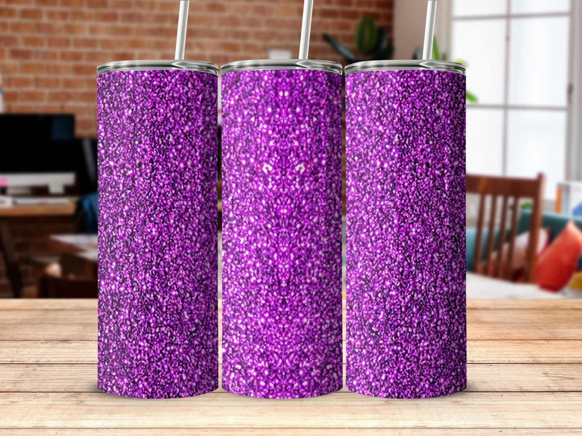 Sparkly Purple Glitter Design Tumbler Product