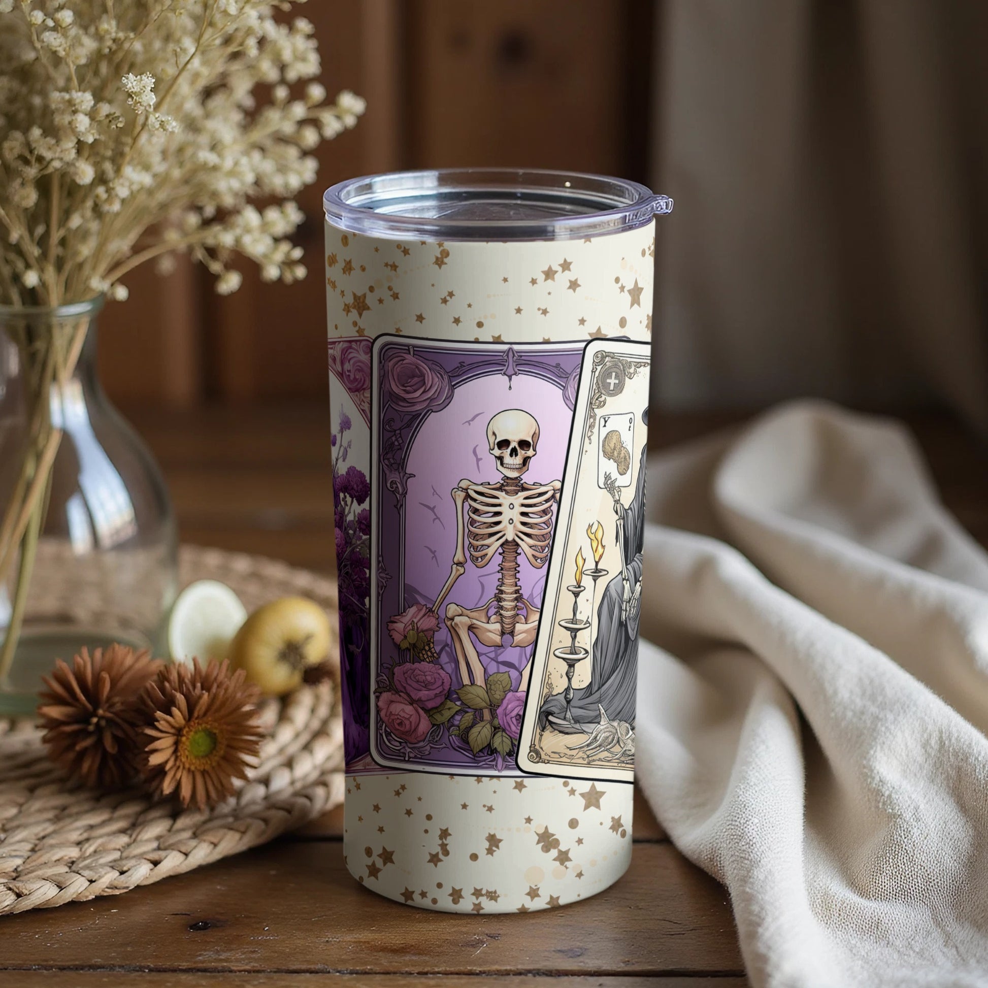Tarot Card Themed Tumbler Cup for Occult Lovers