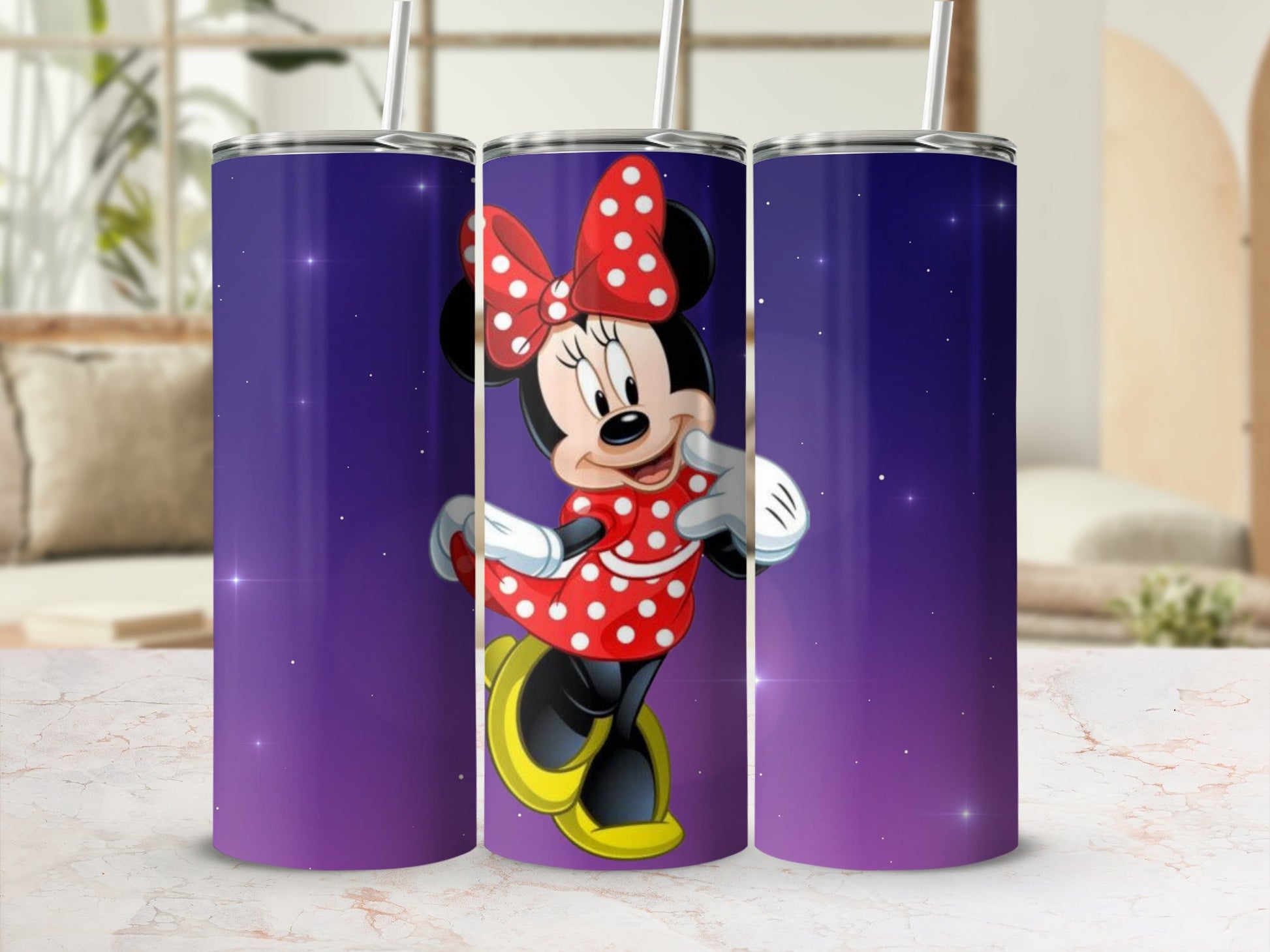 Purple Minnie Mouse Tumbler with Straw 20oz