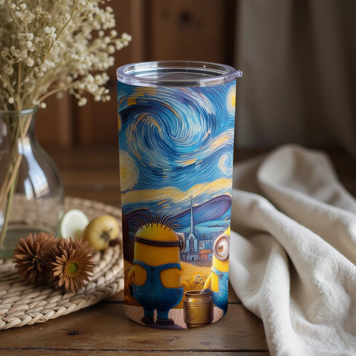 Van Gogh Starry Night Minions Themed Tumbler