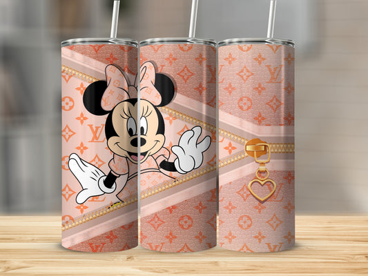 Cute Minnie Patterned Custom Tumbler with Straw