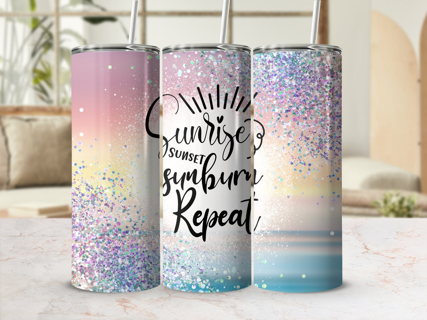 Glittery Sunrise Sunset Sunburn Repeat Tumbler product type