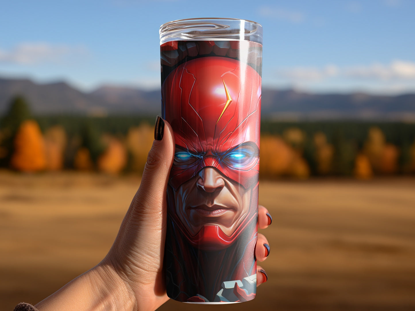 Heroic Flash Face Themed Large Tumbler Cup