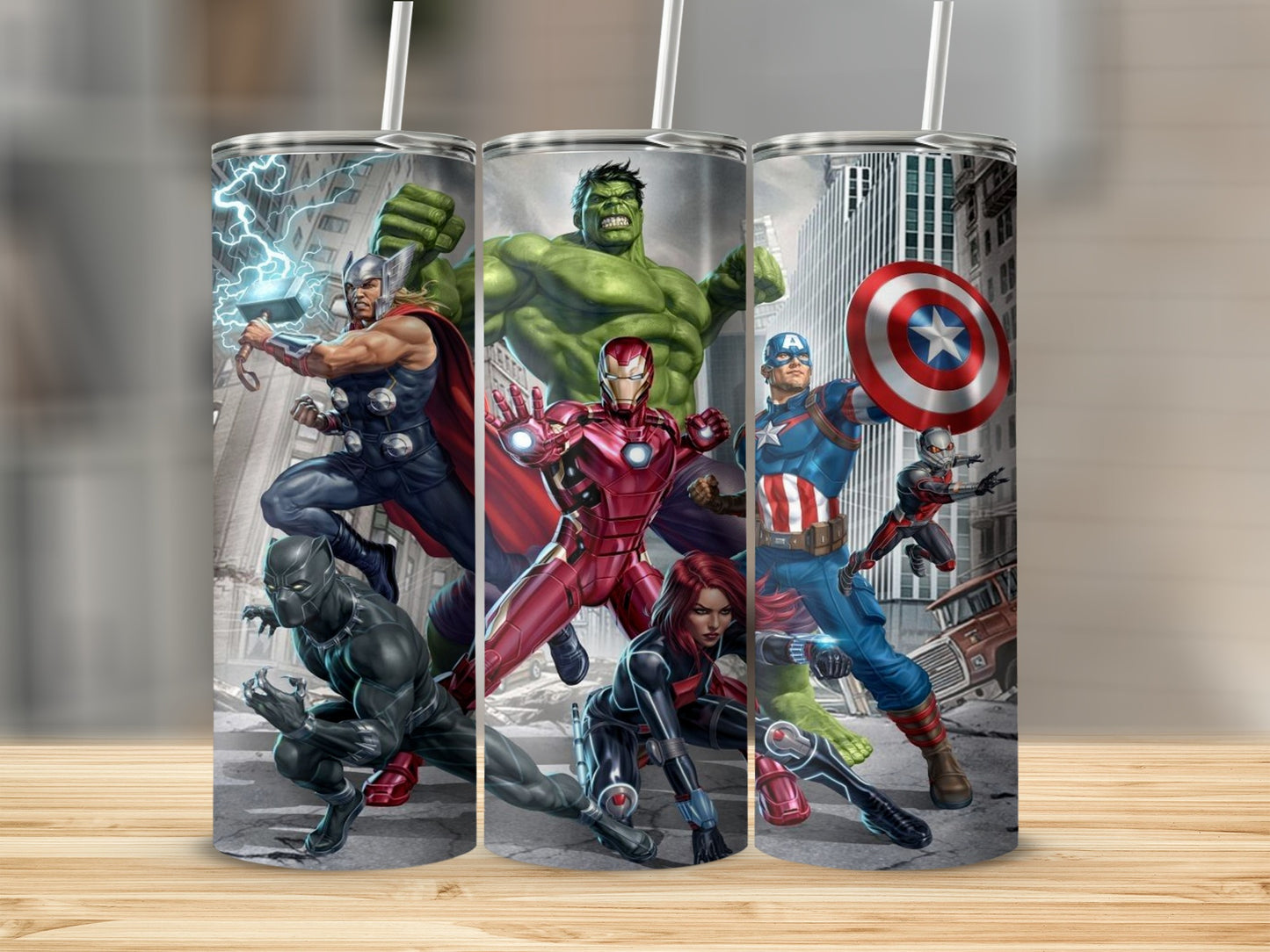 Marvel Superheroes Tumbler Set with Stainless Steel Straws