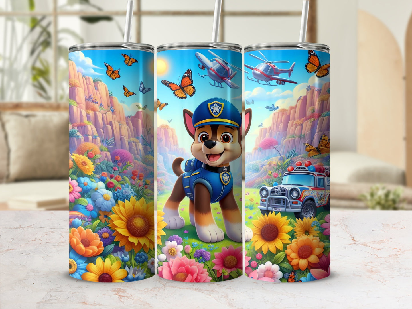 Colorful Kids Adventure Character Tumbler with Straw