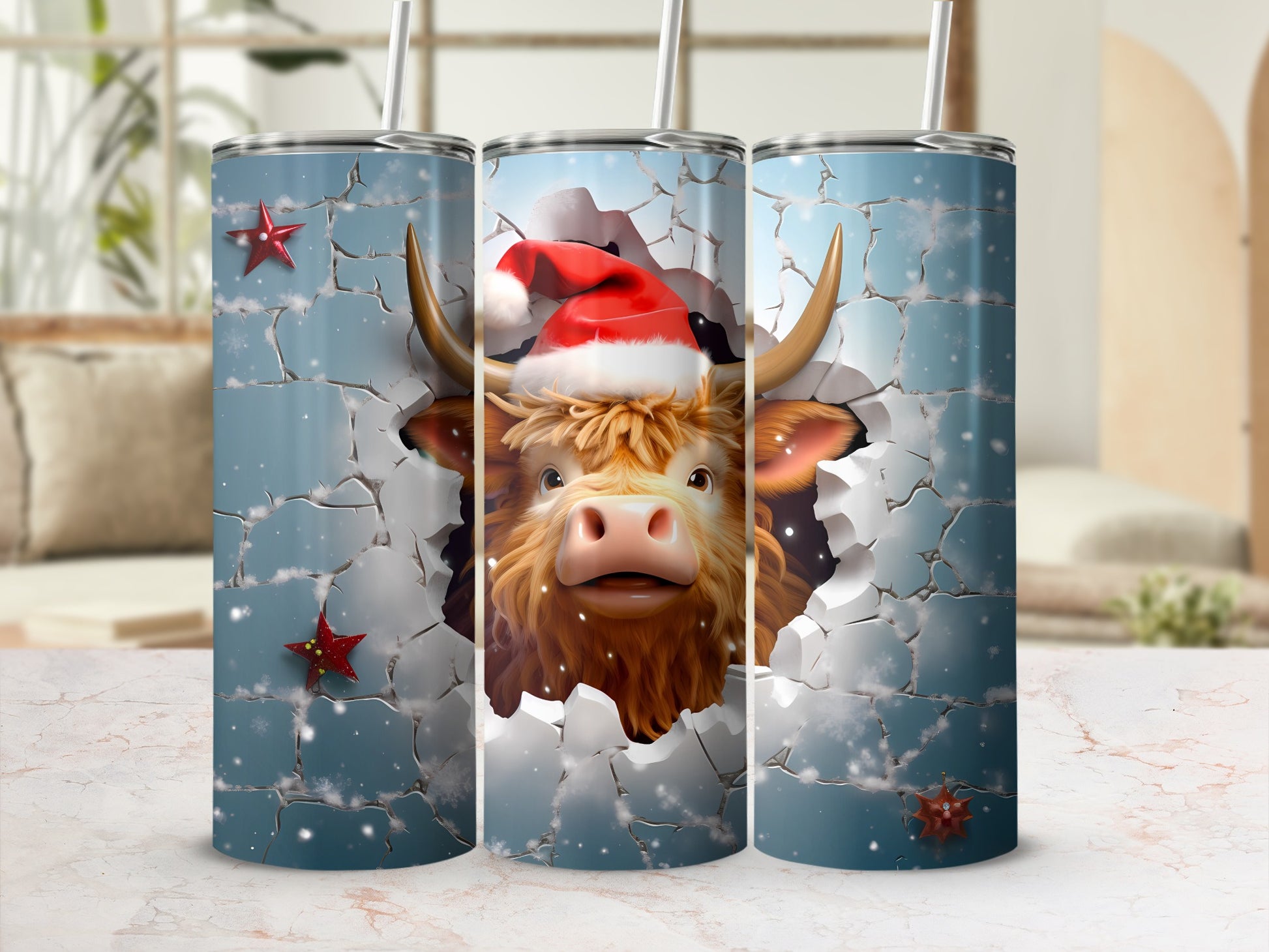 Highland Cow Christmas Stainless Steel Tumbler